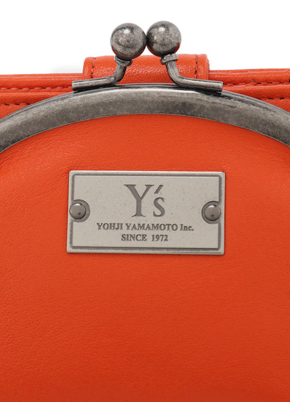 SEMI-GLOSSY LEATHER CARD CASE W/ METAL CLASP