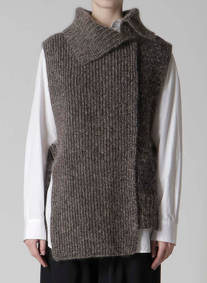 MOHAIR WOOL COMBINATION KNIT VEST
