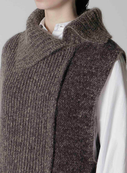 MOHAIR WOOL COMBINATION KNIT VEST
