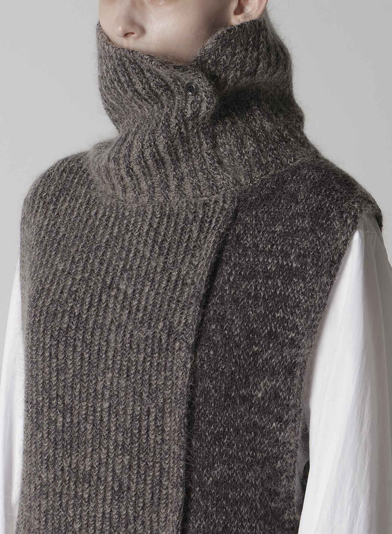 MOHAIR WOOL COMBINATION KNIT VEST