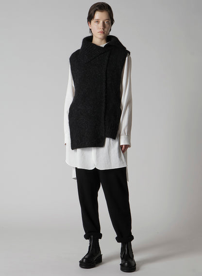 MOHAIR WOOL COMBINATION KNIT VEST