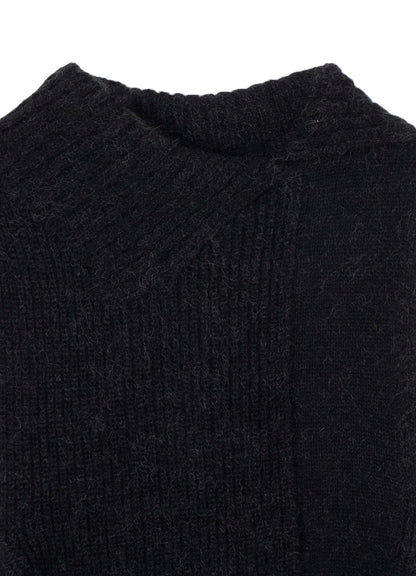 MOHAIR WOOL COMBINATION KNIT VEST