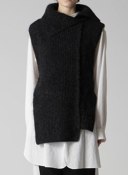 MOHAIR WOOL COMBINATION KNIT VEST