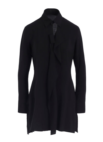 HARD-TWIST SERGE SHIRT WITH DRAPED FRONT PANEL