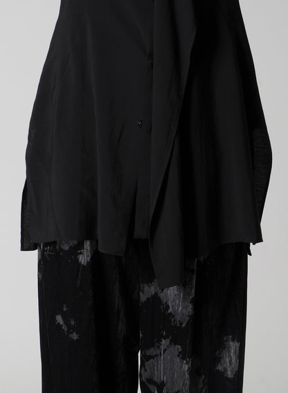 HARD-TWIST SERGE SHIRT WITH DRAPED FRONT PANEL