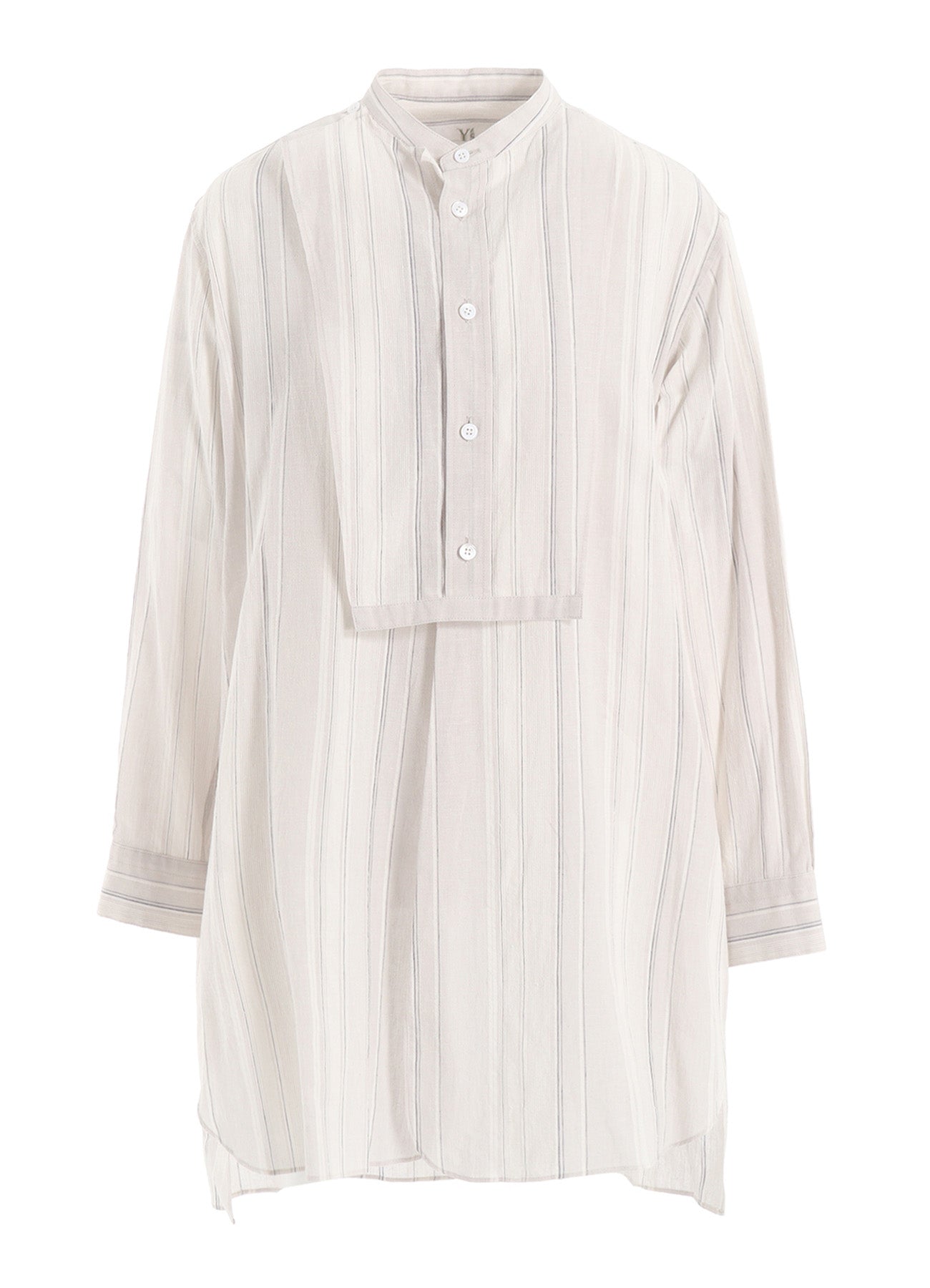 STRIPE SHRINK-FINISH FRONT CLOTH BLOUSE