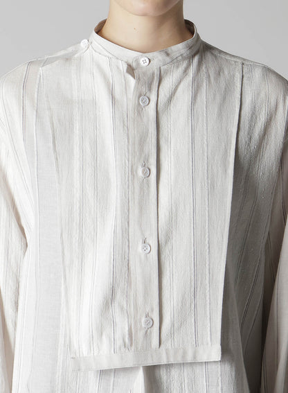 STRIPE SHRINK-FINISH FRONT CLOTH BLOUSE