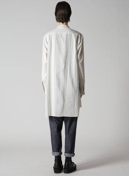 STRIPE SHRINK-FINISH FRONT CLOTH BLOUSE