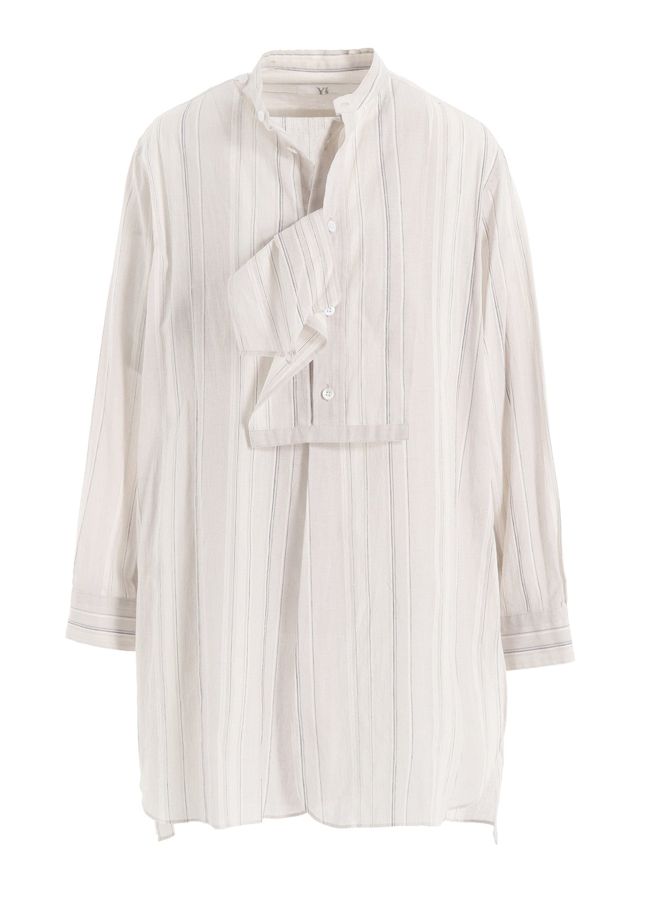 STRIPE SHRINK-FINISH FRONT CLOTH BLOUSE