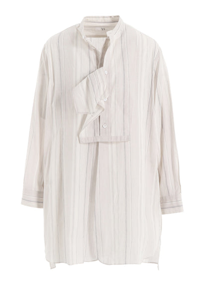 STRIPE SHRINK-FINISH FRONT CLOTH BLOUSE