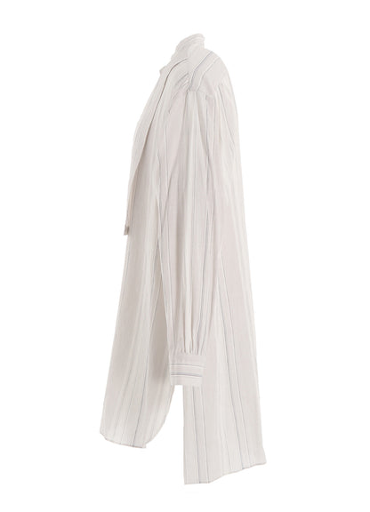 STRIPE SHRINK-FINISH FRONT CLOTH BLOUSE