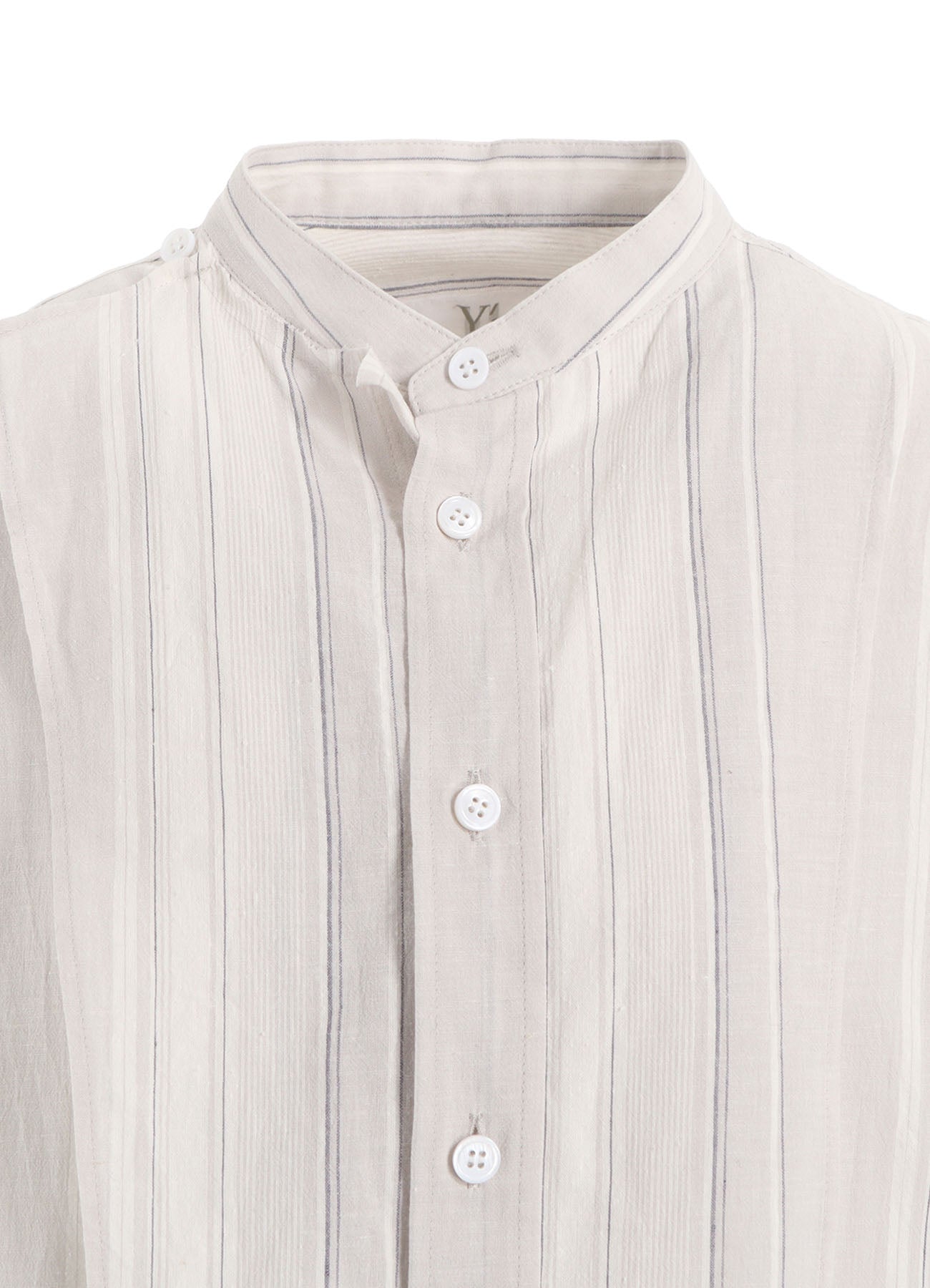 STRIPE SHRINK-FINISH FRONT CLOTH BLOUSE