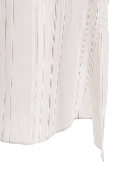 STRIPE SHRINK-FINISH FRONT CLOTH BLOUSE