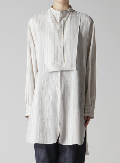 STRIPE SHRINK-FINISH FRONT CLOTH BLOUSE