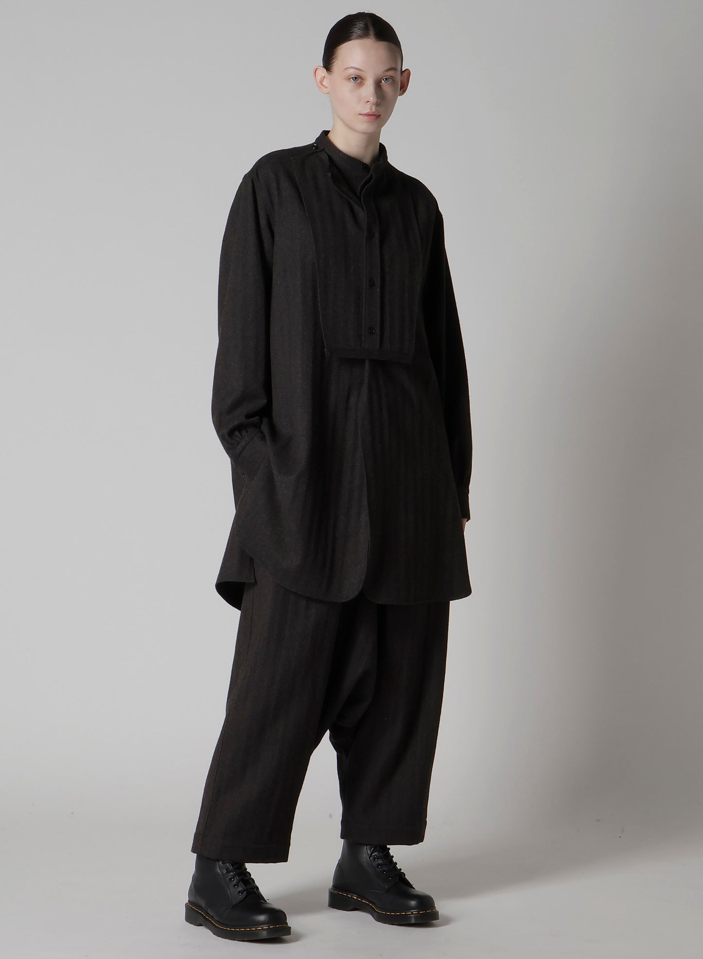 W/NY HERRINGBONE FRONT CLOTH BLOUSE