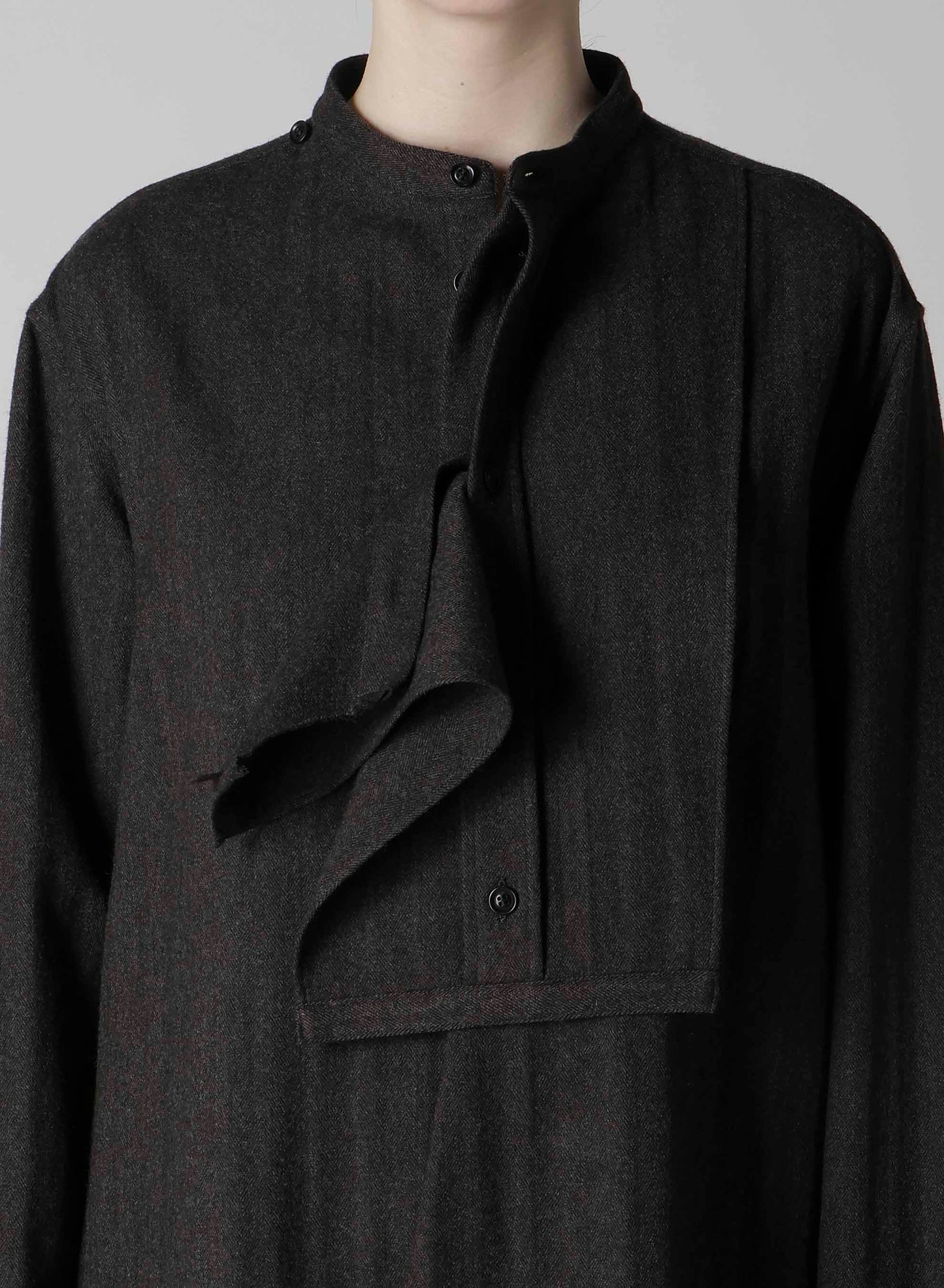 W/NY HERRINGBONE FRONT CLOTH BLOUSE