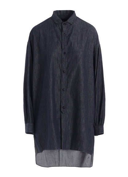 6OZ DENIM GARMENTFINISH DESIGN COLLAR BIG BLOUSE