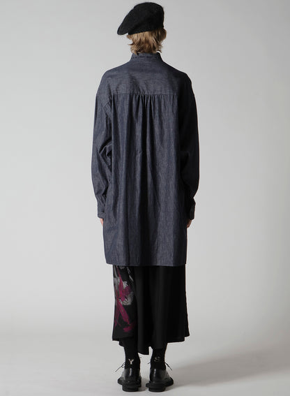6OZ DENIM GARMENTFINISH DESIGN COLLAR BIG BLOUSE