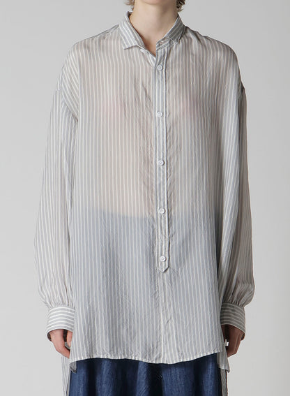 CUPRO STRIPE DESIGN COLLAR BIG BLOUSE