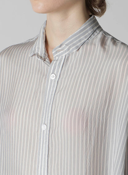 CUPRO STRIPE DESIGN COLLAR BIG BLOUSE