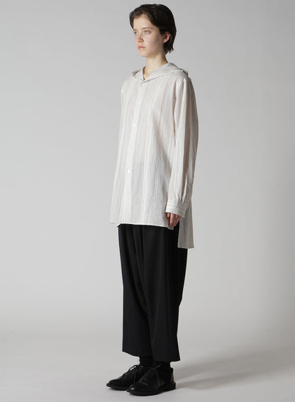 STRIPE SHRINK-FINISH SAILOR COLLAR BLUSE