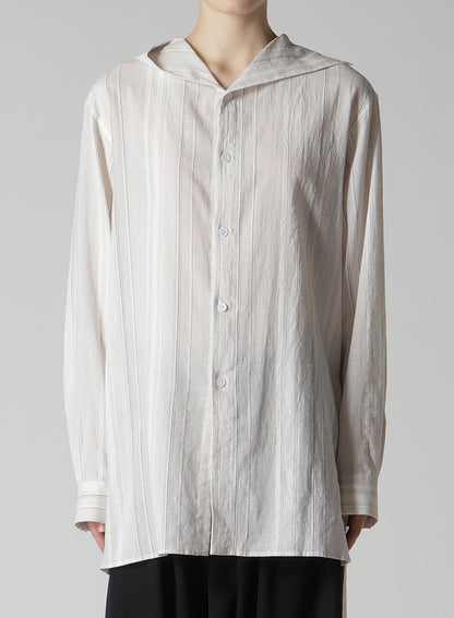 STRIPE SHRINK-FINISH SAILOR COLLAR BLUSE