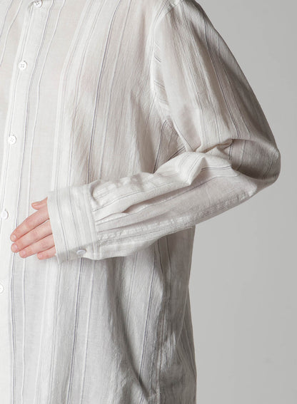 STRIPE SHRINK-FINISH SAILOR COLLAR BLUSE