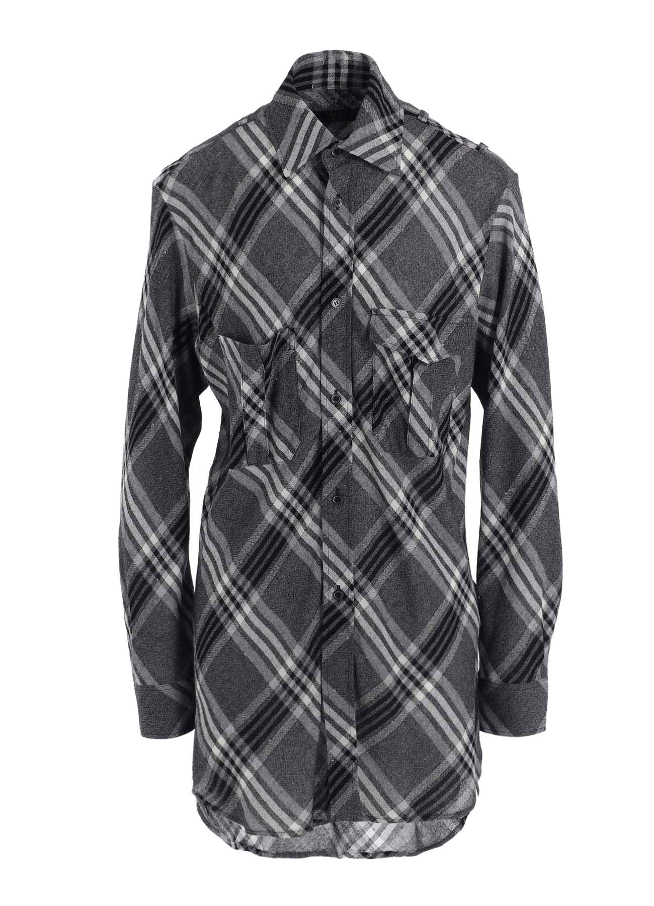 GAUZE PLAID SHOULDER LOOP BLOUSE