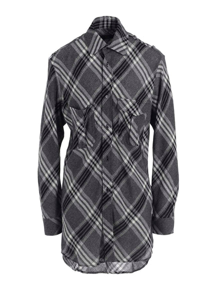 GAUZE PLAID SHOULDER LOOP BLOUSE