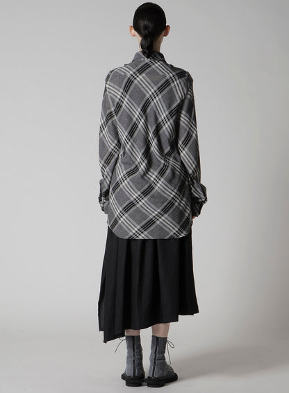 GAUZE PLAID SHOULDER LOOP BLOUSE