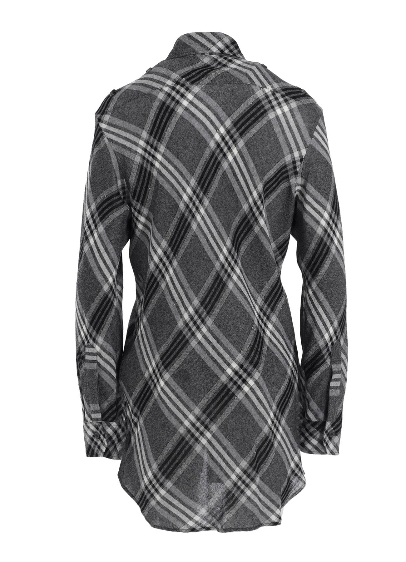 GAUZE PLAID SHOULDER LOOP BLOUSE