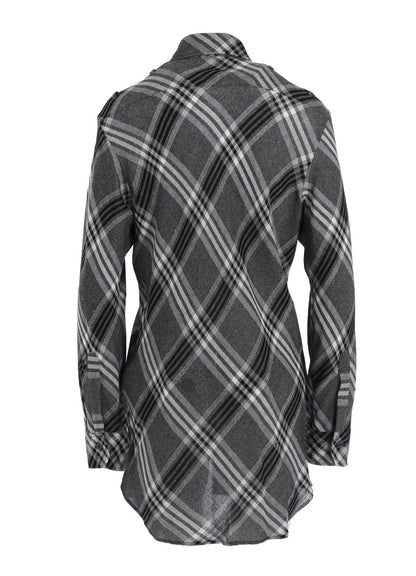 GAUZE PLAID SHOULDER LOOP BLOUSE