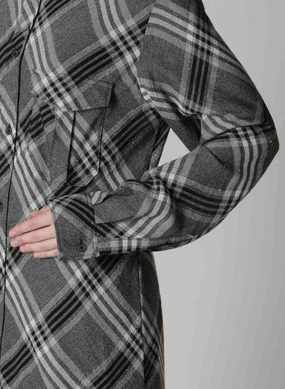 GAUZE PLAID SHOULDER LOOP BLOUSE