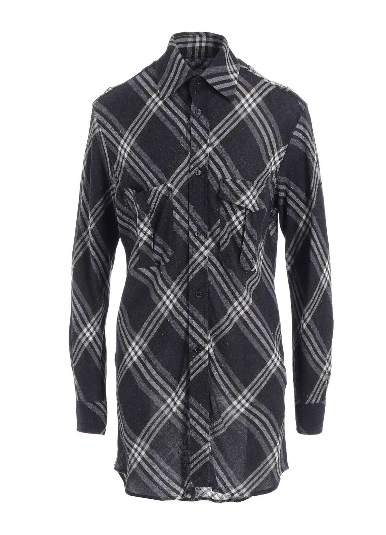 GAUZE PLAID SHOULDER LOOP BLOUSE