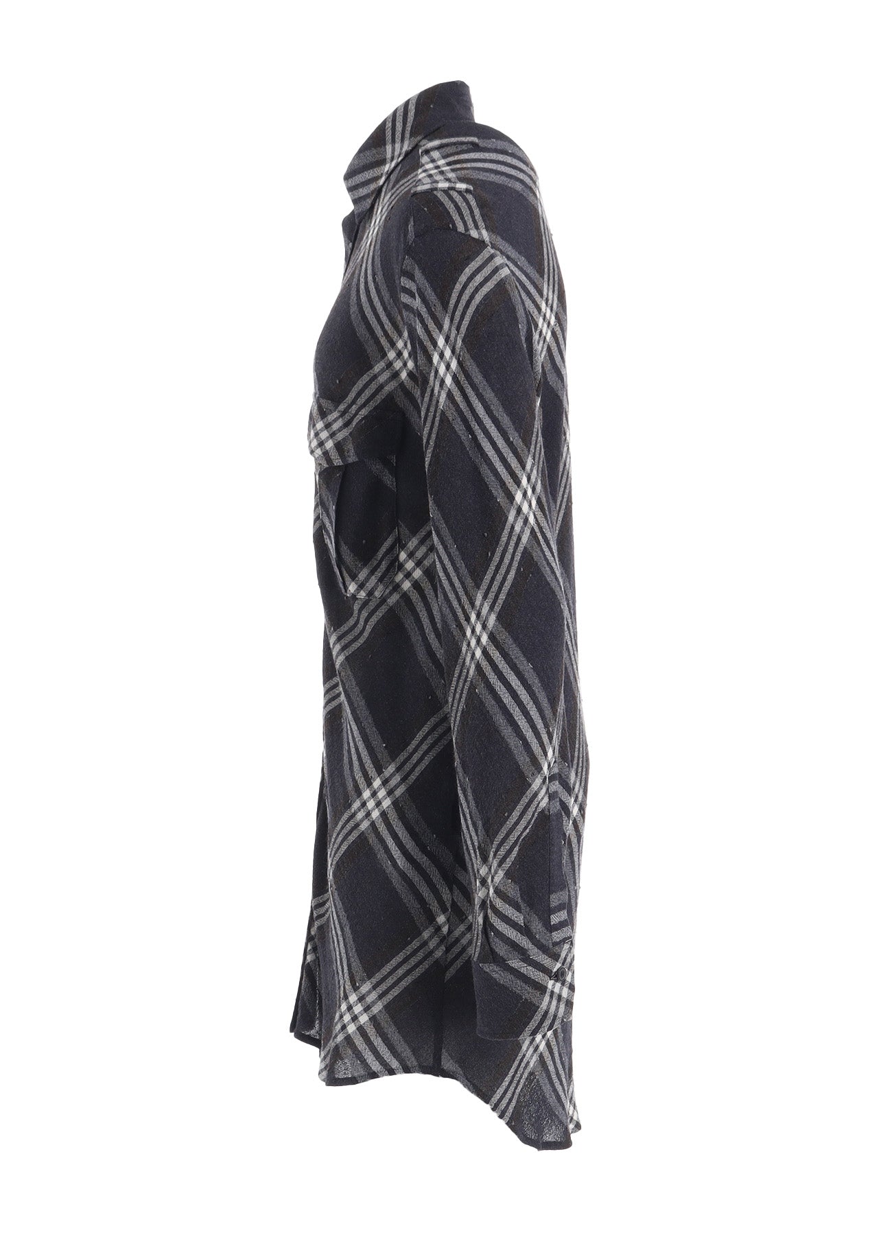 GAUZE PLAID SHOULDER LOOP BLOUSE