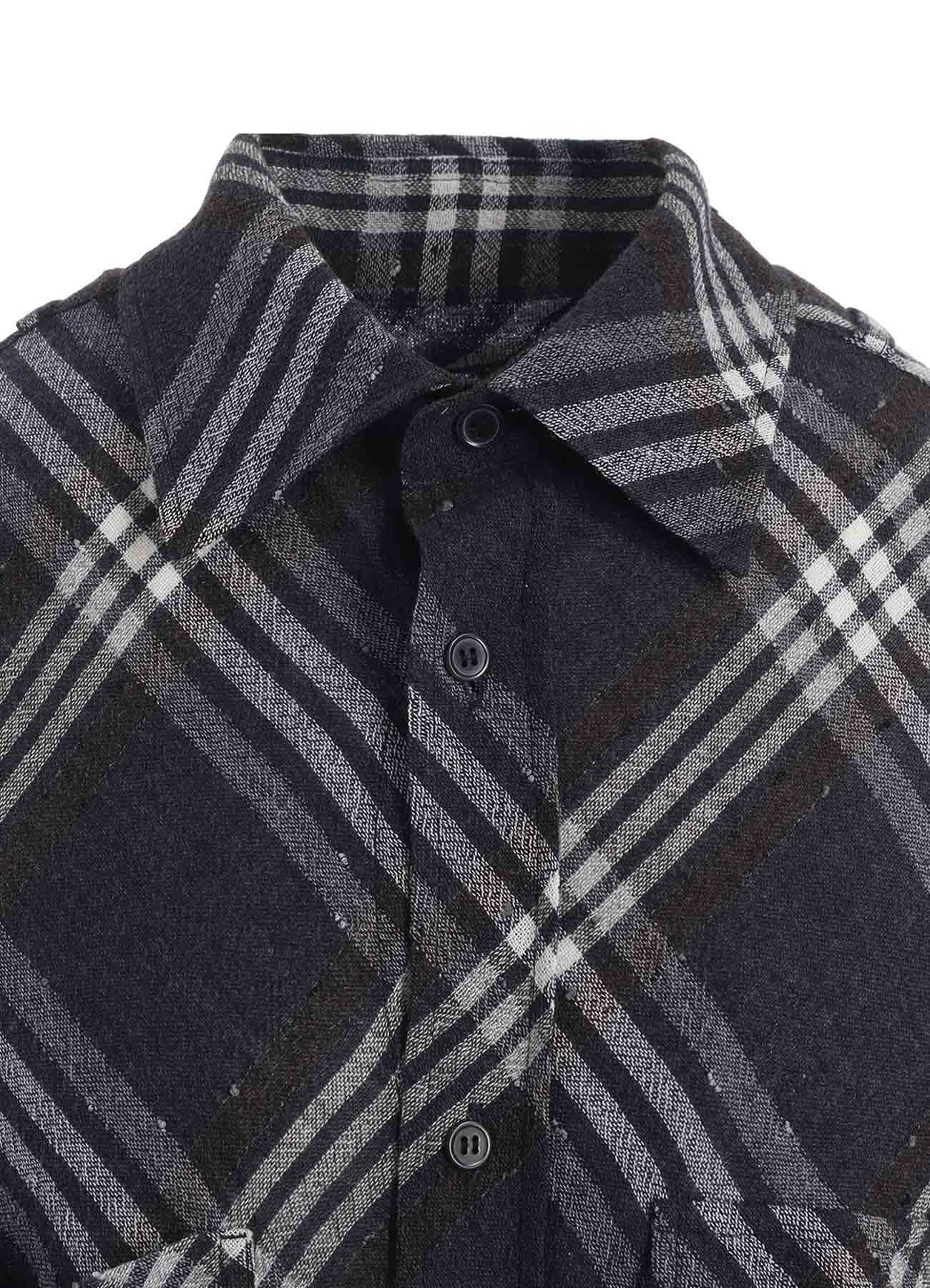 GAUZE PLAID SHOULDER LOOP BLOUSE