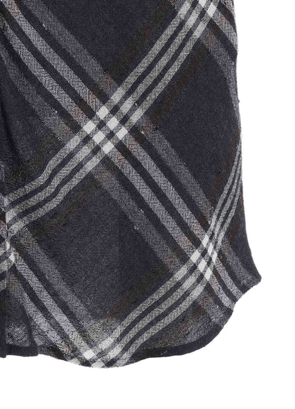 GAUZE PLAID SHOULDER LOOP BLOUSE