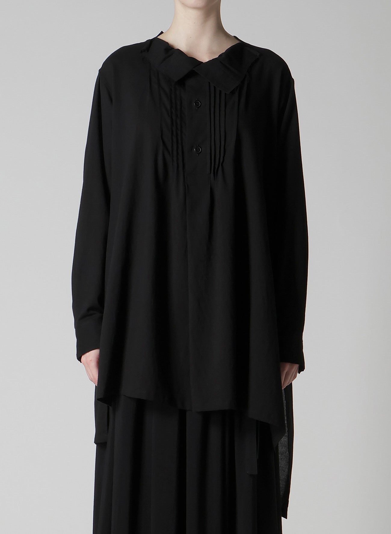 COTTON VIYELLA PINTUCK ASYMMETERIC BLOUSE
