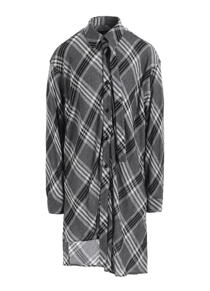 GAUZE PLAID HANGING PLACKET BLOUSE