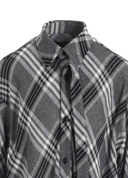 GAUZE PLAID HANGING PLACKET BLOUSE