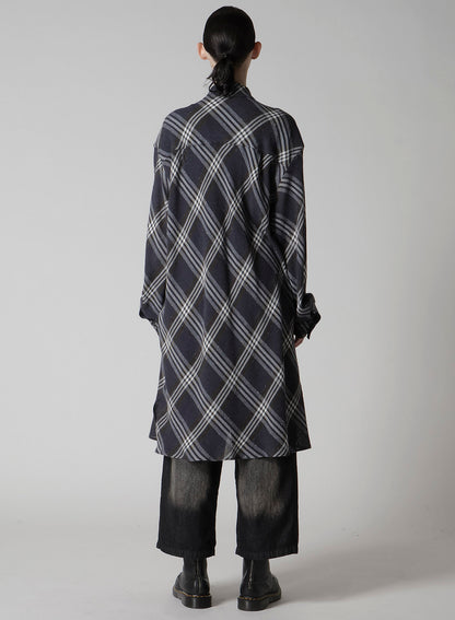 GAUZE PLAID HANGING PLACKET BLOUSE