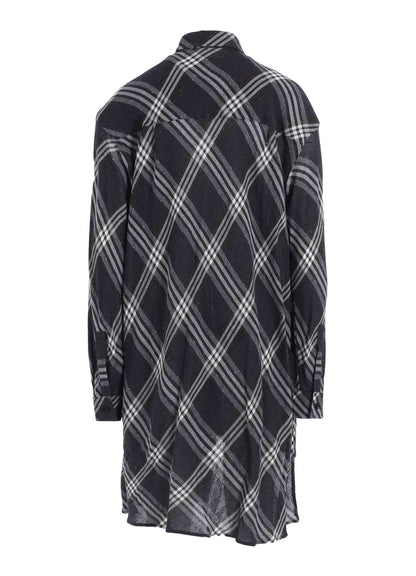GAUZE PLAID HANGING PLACKET BLOUSE