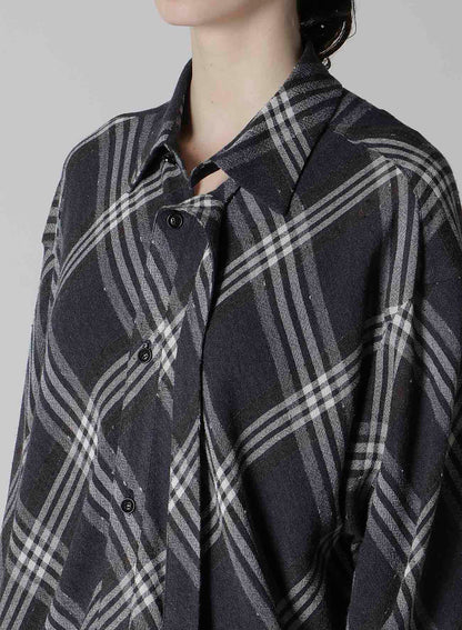 GAUZE PLAID HANGING PLACKET BLOUSE