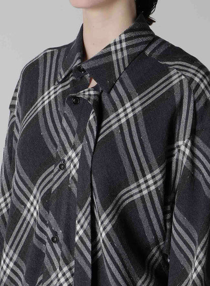 GAUZE PLAID HANGING PLACKET BLOUSE