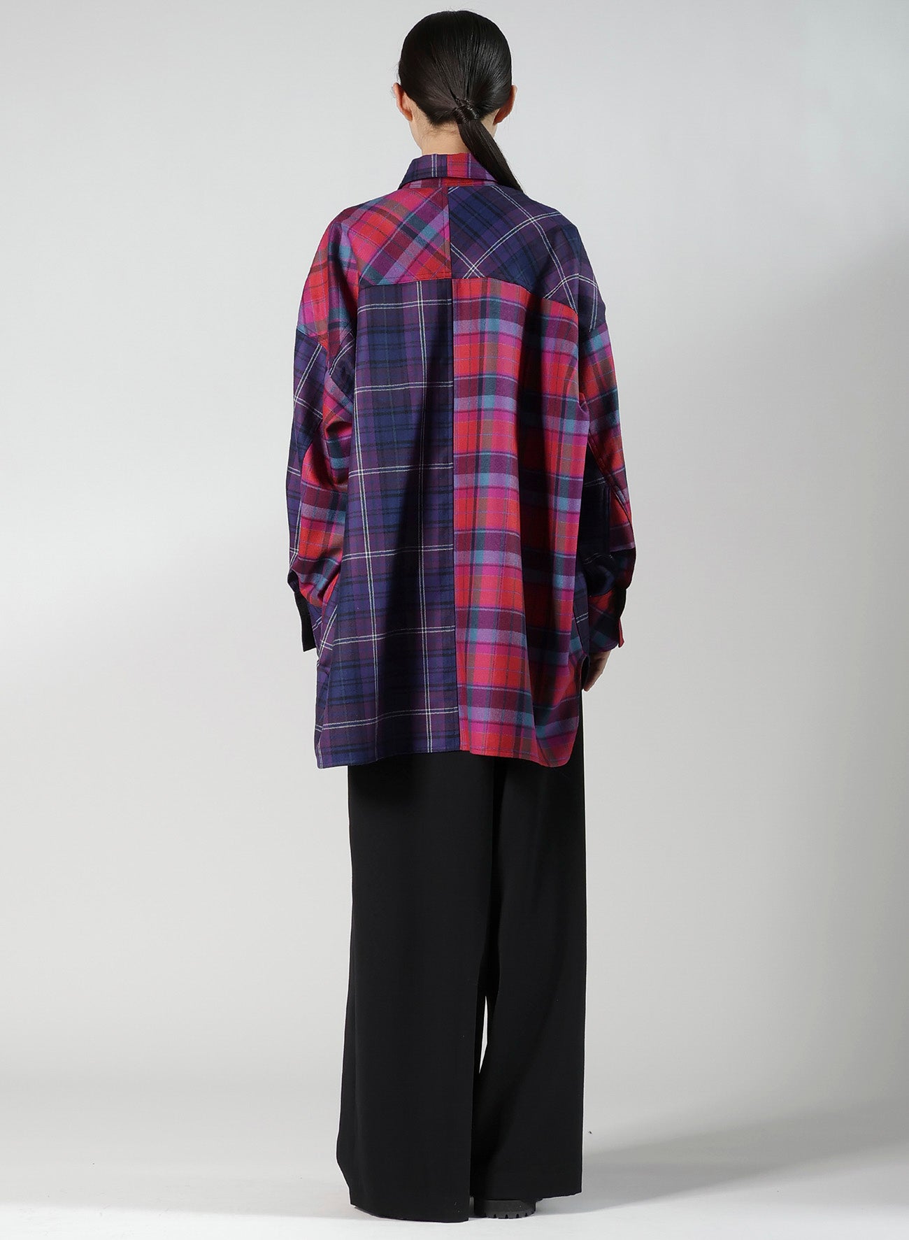PLAID SHIRT COLLAR BLOUSE