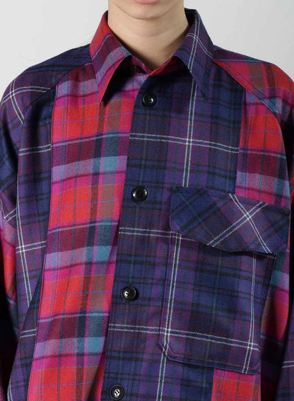 PLAID SHIRT COLLAR BLOUSE
