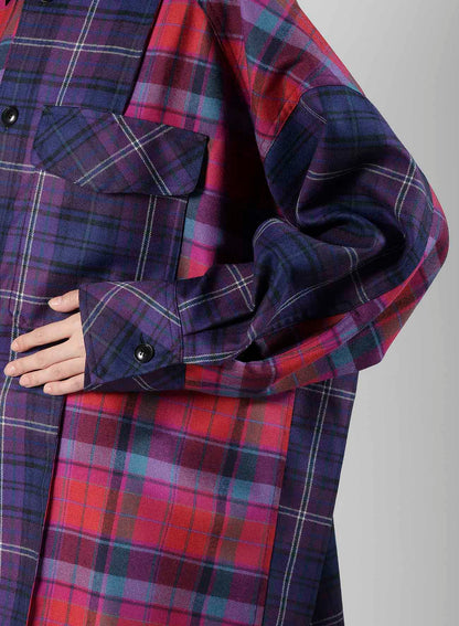 PLAID SHIRT COLLAR BLOUSE