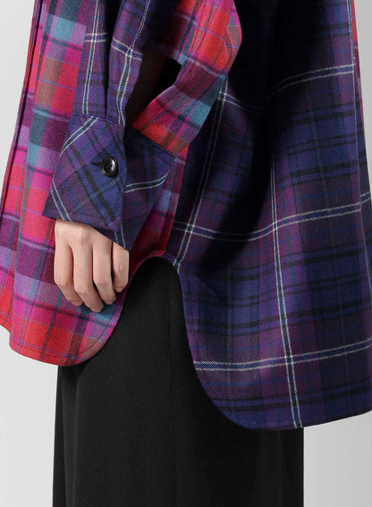 PLAID SHIRT COLLAR BLOUSE