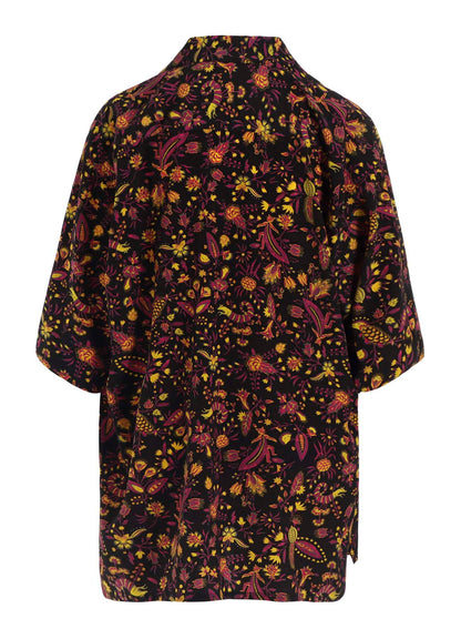 FLOWER PRINT OPEN COLLAR SHIRT