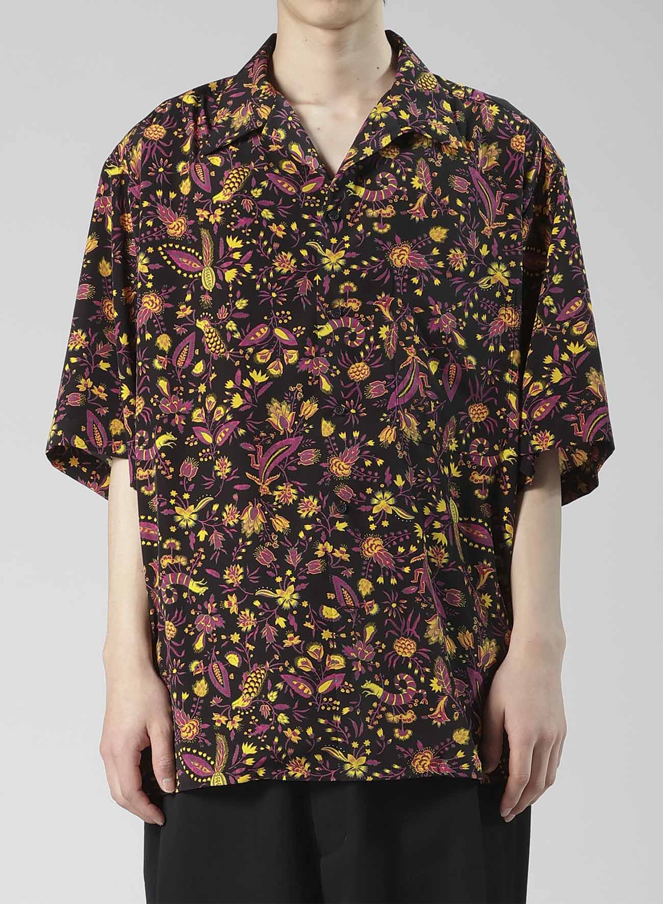 FLOWER PRINT OPEN COLLAR SHIRT